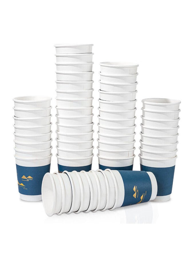 Deli 280ml Disposable Paper Cups, Thickened With Gold Foil Embossing, High-end Business Style, Blue, Pack Of 50 - Image 3