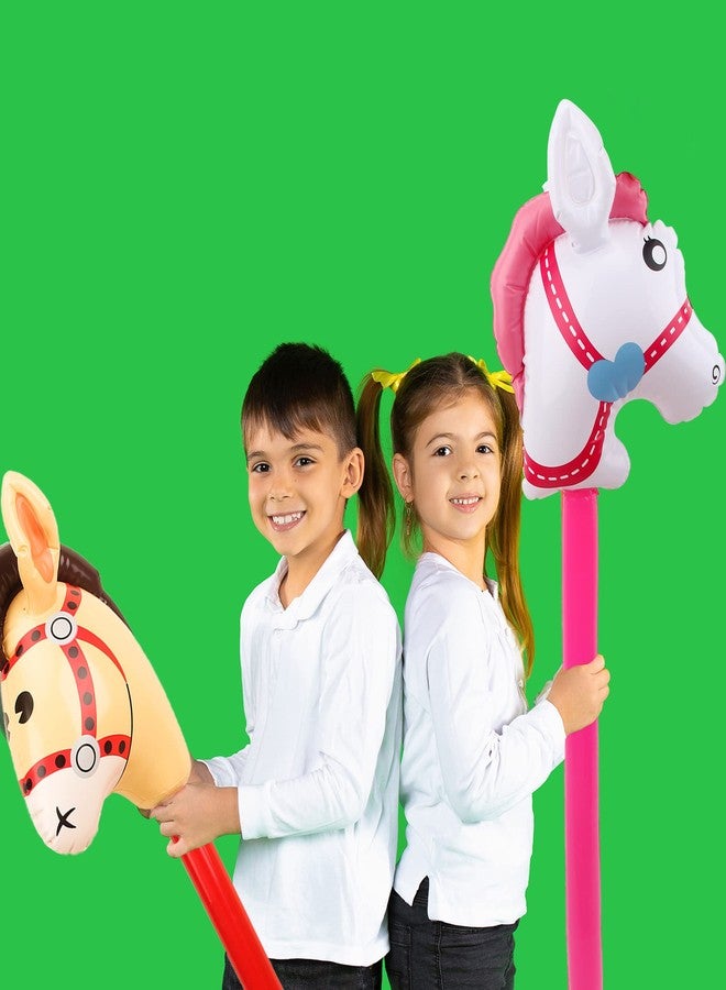 Haconba 36 Pcs 40 Inch Inflatable Stick Horse Bulk Blow up Cowboy Horsehead Stick Balloon for Birthday Pool Beach Cowboy Party Supplies, 2 Colors - Image 4
