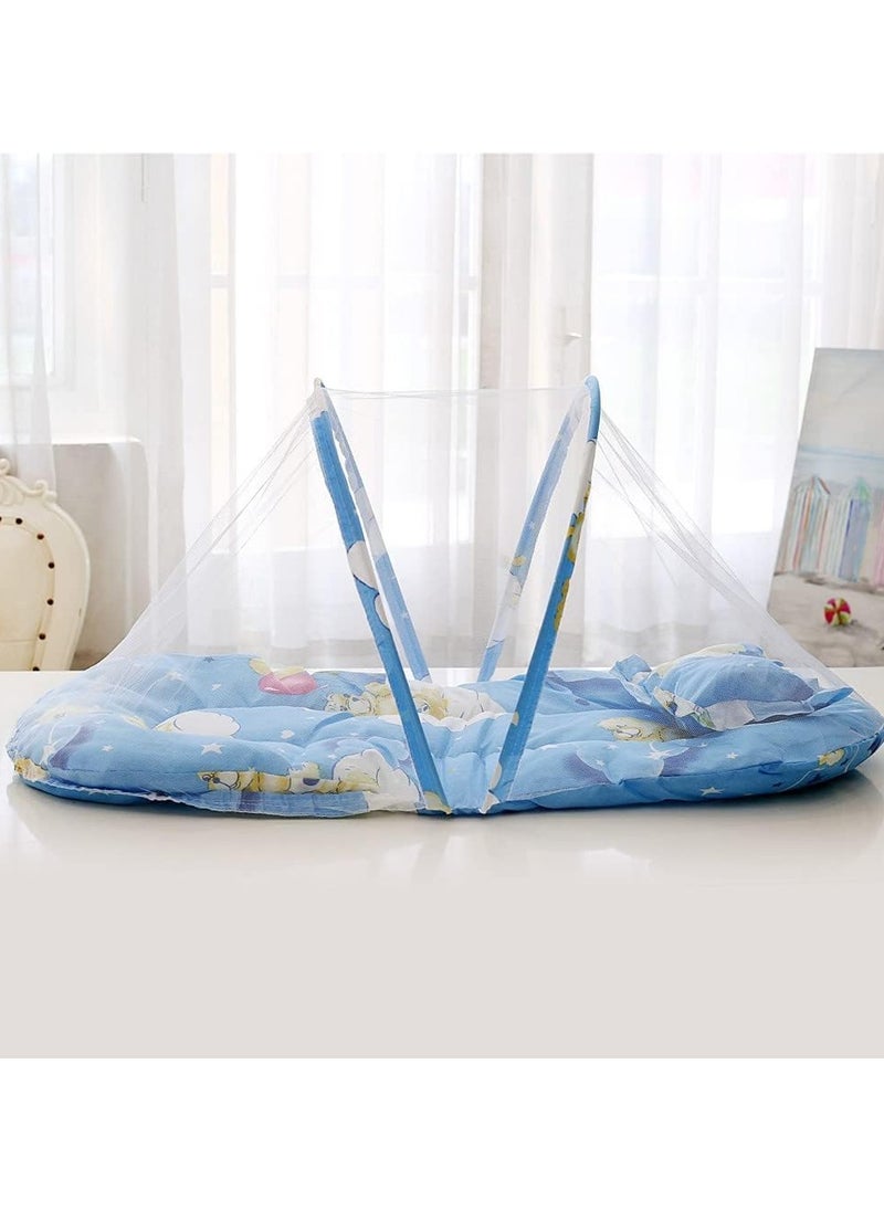 Generic - Baby Bedding Set/Baby Bedding Mattress Set with Mosquito Net/Baby Bed Set and Baby (0-36 Months, BLUE) - Image 1