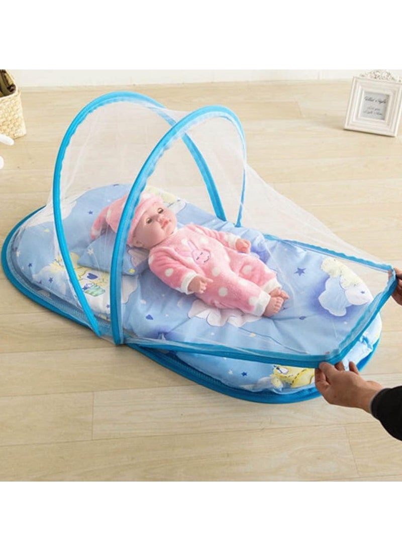 Generic - Baby Bedding Set/Baby Bedding Mattress Set with Mosquito Net/Baby Bed Set and Baby (0-36 Months, BLUE) - Image 1