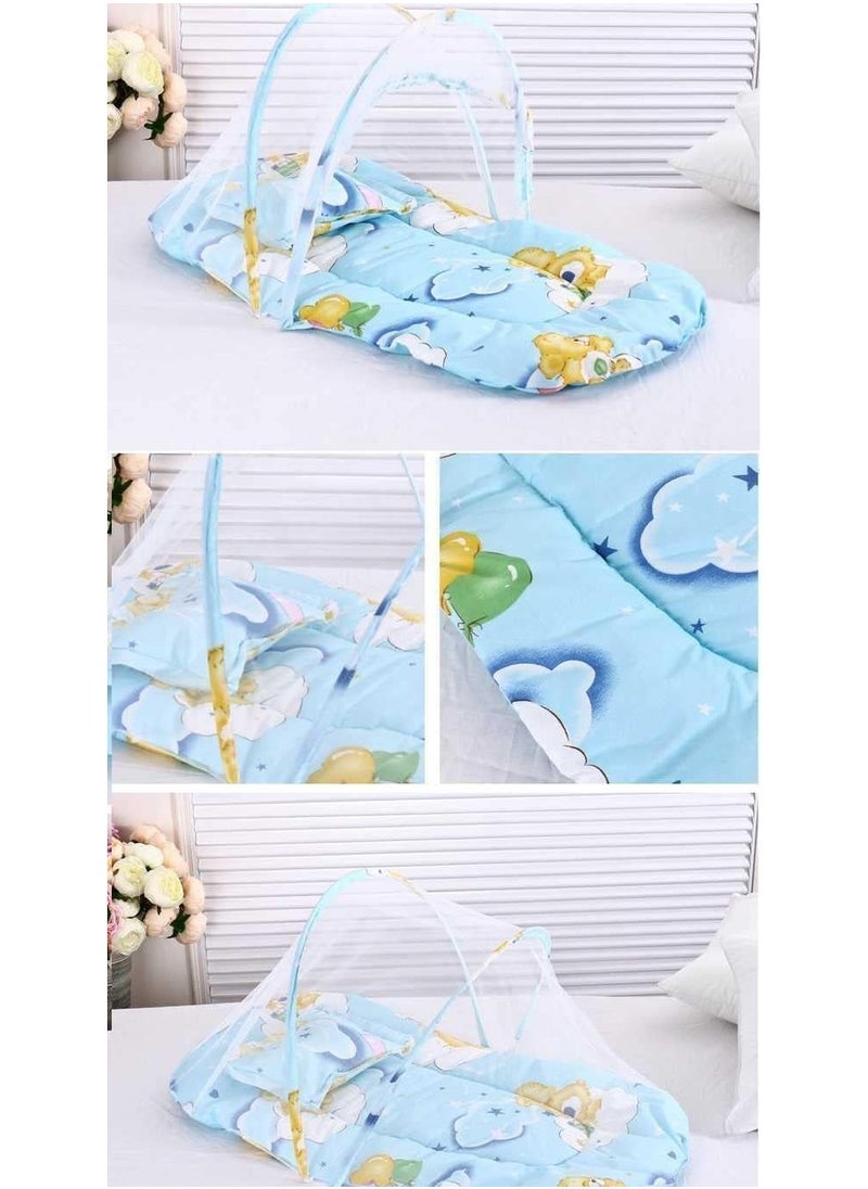 Generic - Baby Bedding Set/Baby Bedding Mattress Set with Mosquito Net/Baby Bed Set and Baby (0-36 Months, BLUE) - Image 1
