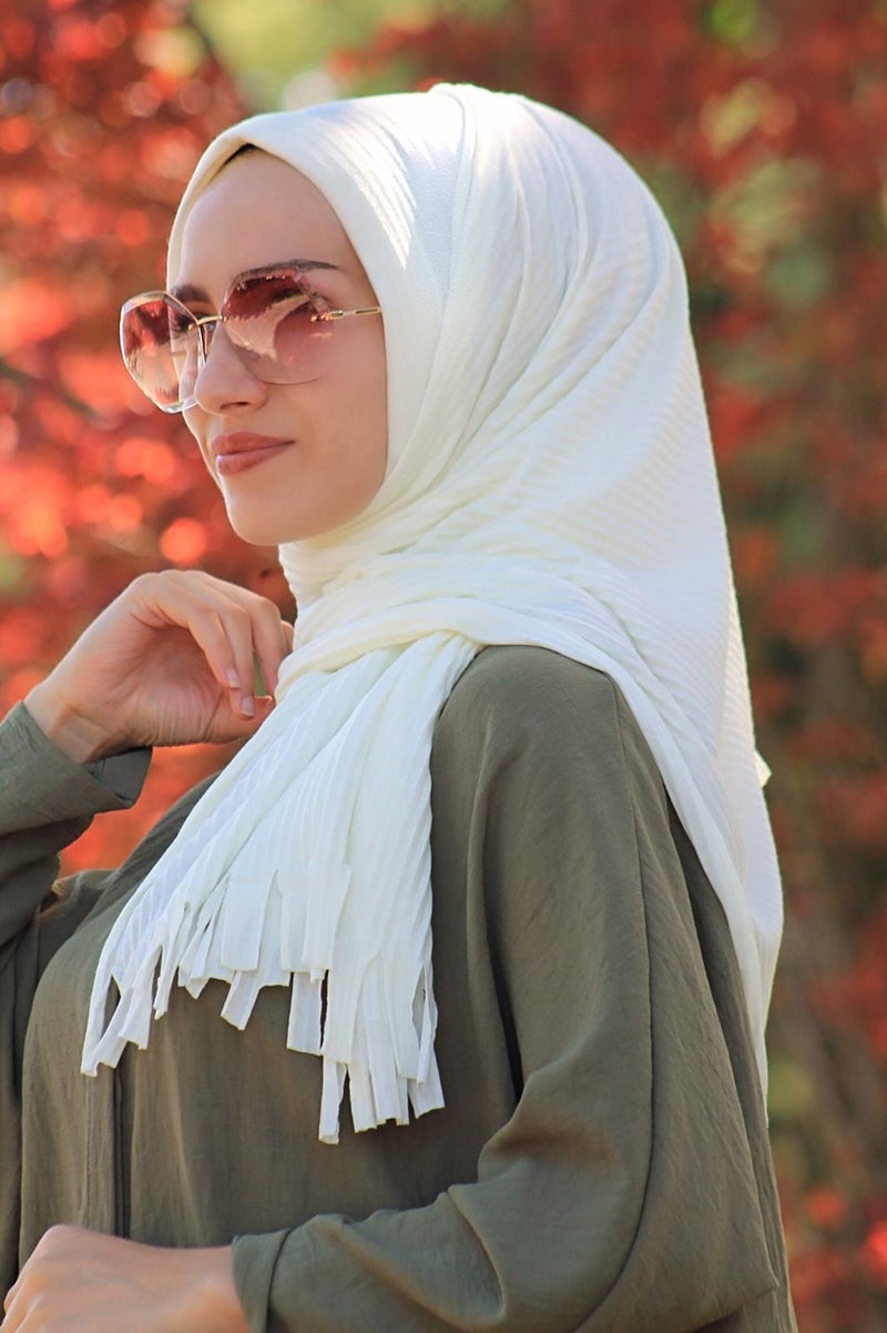 Isiso Sahra Shawl World Sahra Shawl World Pleated Practical Combed Cotton Ready Made Shawl 
