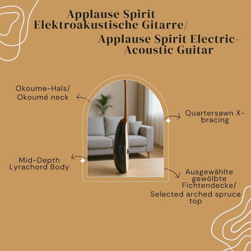 Applause Electro-Acoustic Guitar Spirit AAE-044-4S - Natural Finish - Image 5