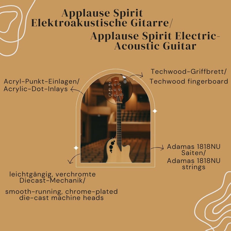 Applause Electro-Acoustic Guitar Spirit AAE-044-4S - Natural Finish - Image 3