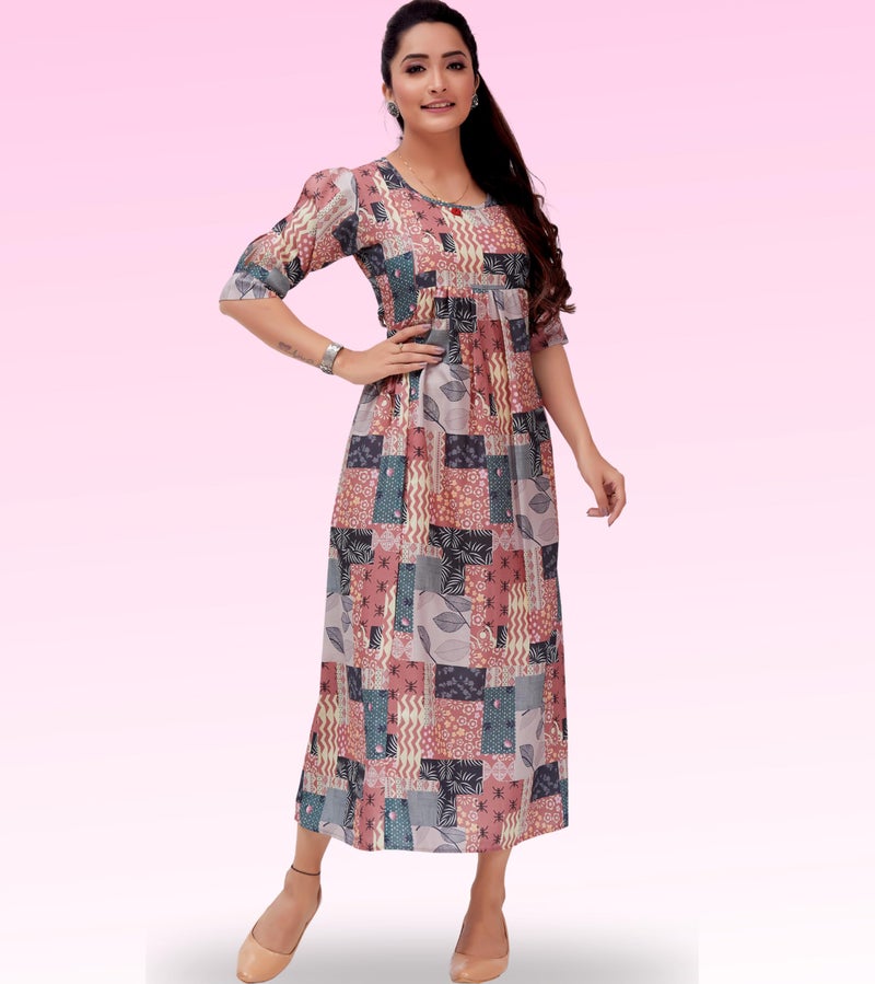 RITIJYA Feeding Kurtis for Women with Zip | Maternity Gown Pregnancy Dress for Nursing Mothers | Viscose Rayon | Maternity Wear Feeding Dress Tops (S,Rust, 9022_36) - Image 5