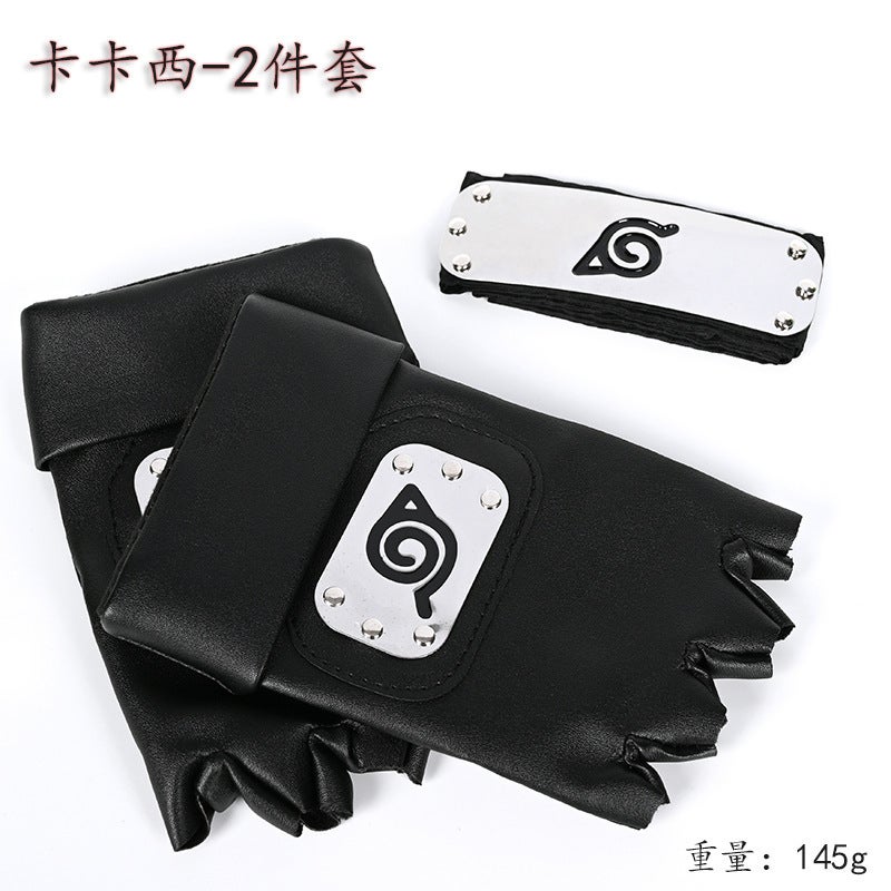 Ninja Props Bag Naruto Bitter Without Flagwood Kakashi Role Playing Suit Gloves Headband Sasuke 2-Pack Set - Image 1