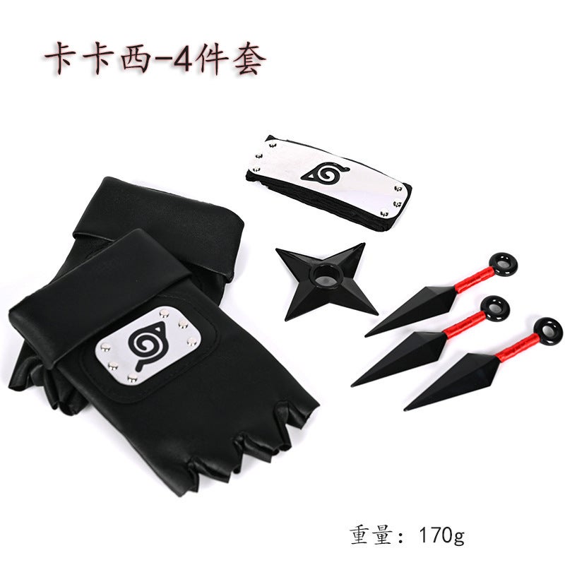 Ninja Props Bag Naruto Bitter Without Flagwood Kakashi Role Playing Suit Gloves Headband Sasuke 2-Pack Set - Image 3