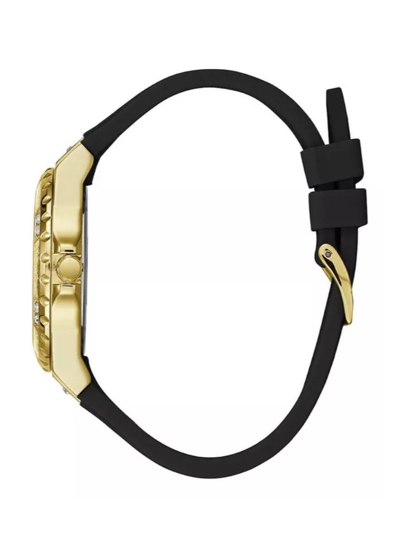 GUESS - Guess Gold-Tone Multifunction Watch For Women with Black Silicone Band-GW0519L1 - Image 1