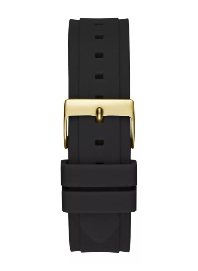 GUESS - Guess Gold-Tone Multifunction Watch For Women with Black Silicone Band-GW0519L1 - Image 1