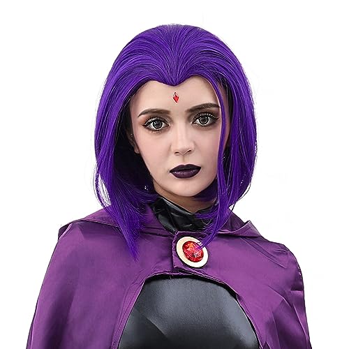 MUPUL Purple Short Wig Cosplay Short Bob Wig Purple Halloween Costume Wigs For Women - Image 2