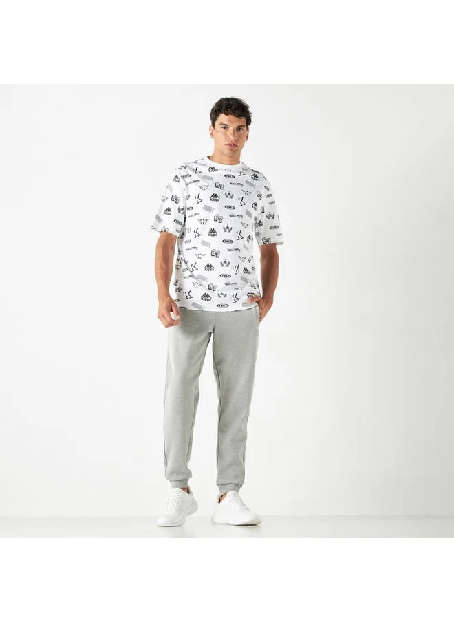 Kappa Kappa All-Over Logo Print T-shirt with Crew Neck and Short Sleeves