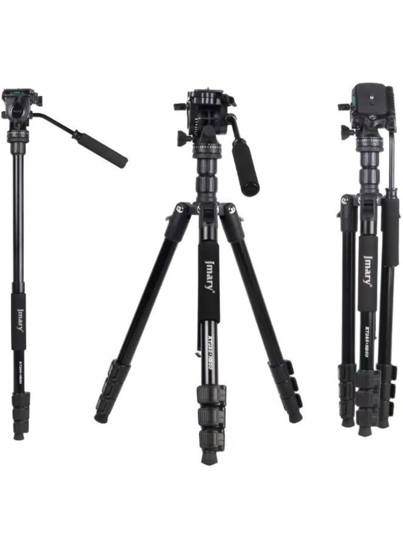جيه ماري حامل ثلاثي القوائم احترافي 2 في 1 وحامل أحادي القوائم KT285+NB50 مع رأس هيدروليكي سائل، ارتفاع قابل للتعديل 48-177.5 سم، صغير الحجم وقابل للطي 45.5 سم، حامل ثابت شديد التحمل - أسود - Image 1