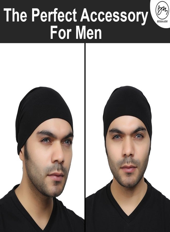 BISMAADH Unisex Slouchy Cotton Blend Beanie & Skull Cap for Summer, Winter, Autumn & Spring Season Black (Free Size) - Image 4