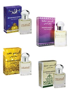 Al Haramain Set of 4 Haramain Pure Perfume Badar Dhahab Mukhallath Madinah 15ML Perfume Oil - Combo - Unisex  - Image 1