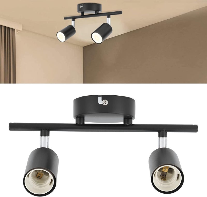 2 Light Track Lighting Fixtures, Flush Mount Ceiling Track Light, Adjustable Iron Rotatable Ceiling Lights Kit, for Kitchen, Living Room, Bedroom - Image 2
