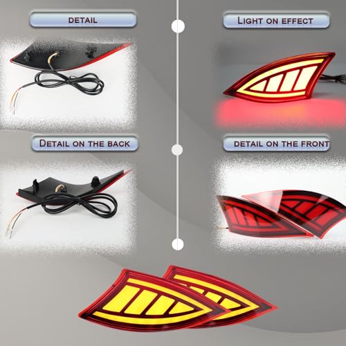 GEEGEETOP Full Lens LED Rear Reflector Bumper Fog Light Assembly kit for Lexus IS IS250 IS300 IS350 IS200t is-F 2014-20,Sequential Turn Signal Light&Brake Light&Daytime Running Light,2 PCS (RED) - Image 4
