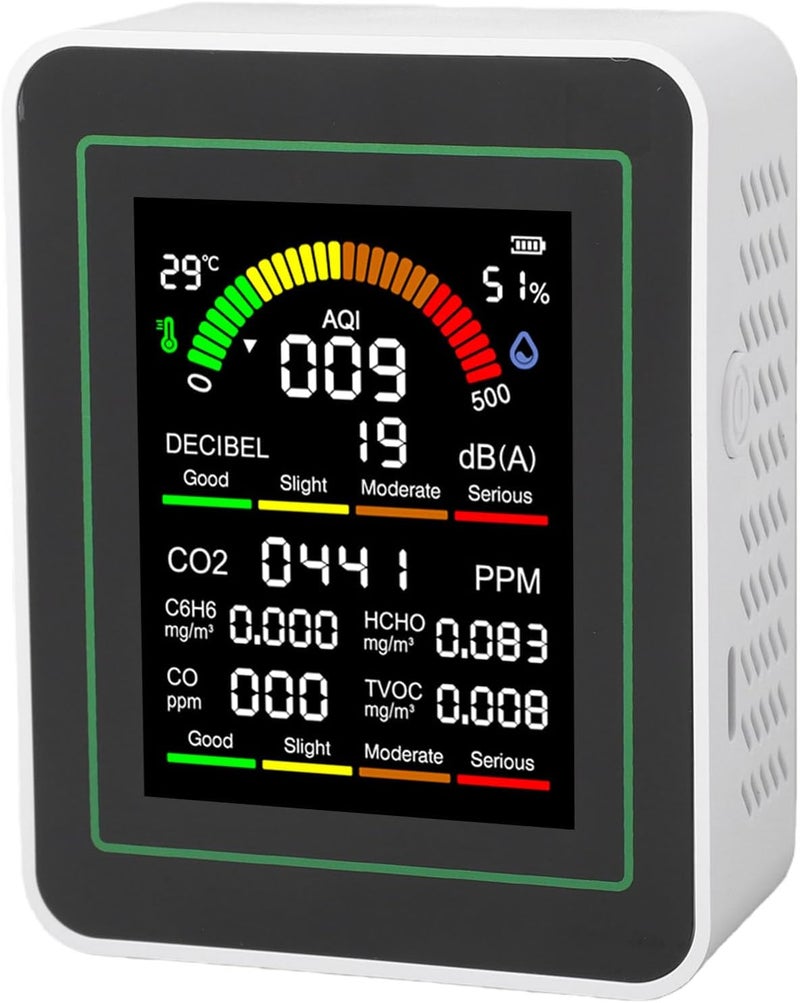 Dpofirs Air Quality Tester with 2.8" Display | Monitor CO2 HCHO TVOC CO Temperature Humidity for Indoor Use - Image 1