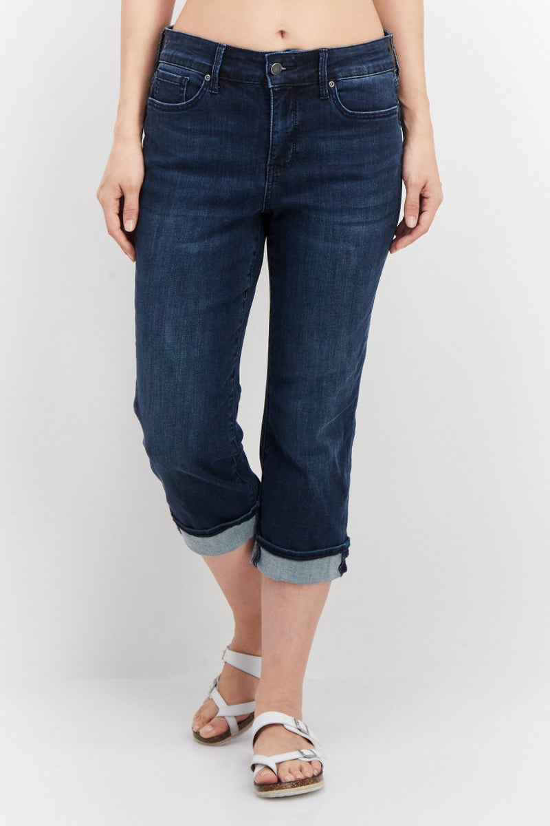 NYDJ Women Straight Fit Plain Stretchable Denim, Navy - Image 1