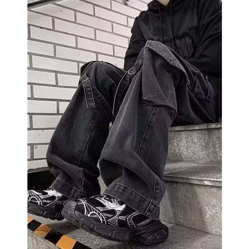 Unisex Classic Denim Jeans Loose Fit Daily Outdoor Wear - Image 3