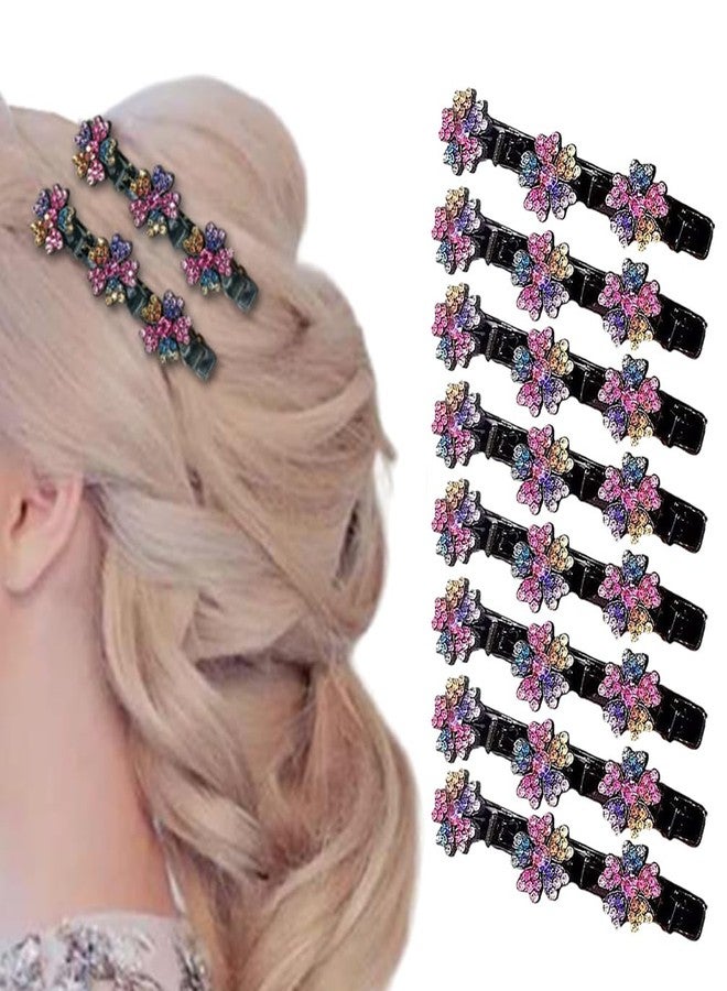 ASVNRES 8 Pcs Sparkling Crystal Stone Braided Hair Clips, Short Women's Braided Duckbill Hair Clips for Women Hair Accessories (Rainbow) - Image 1