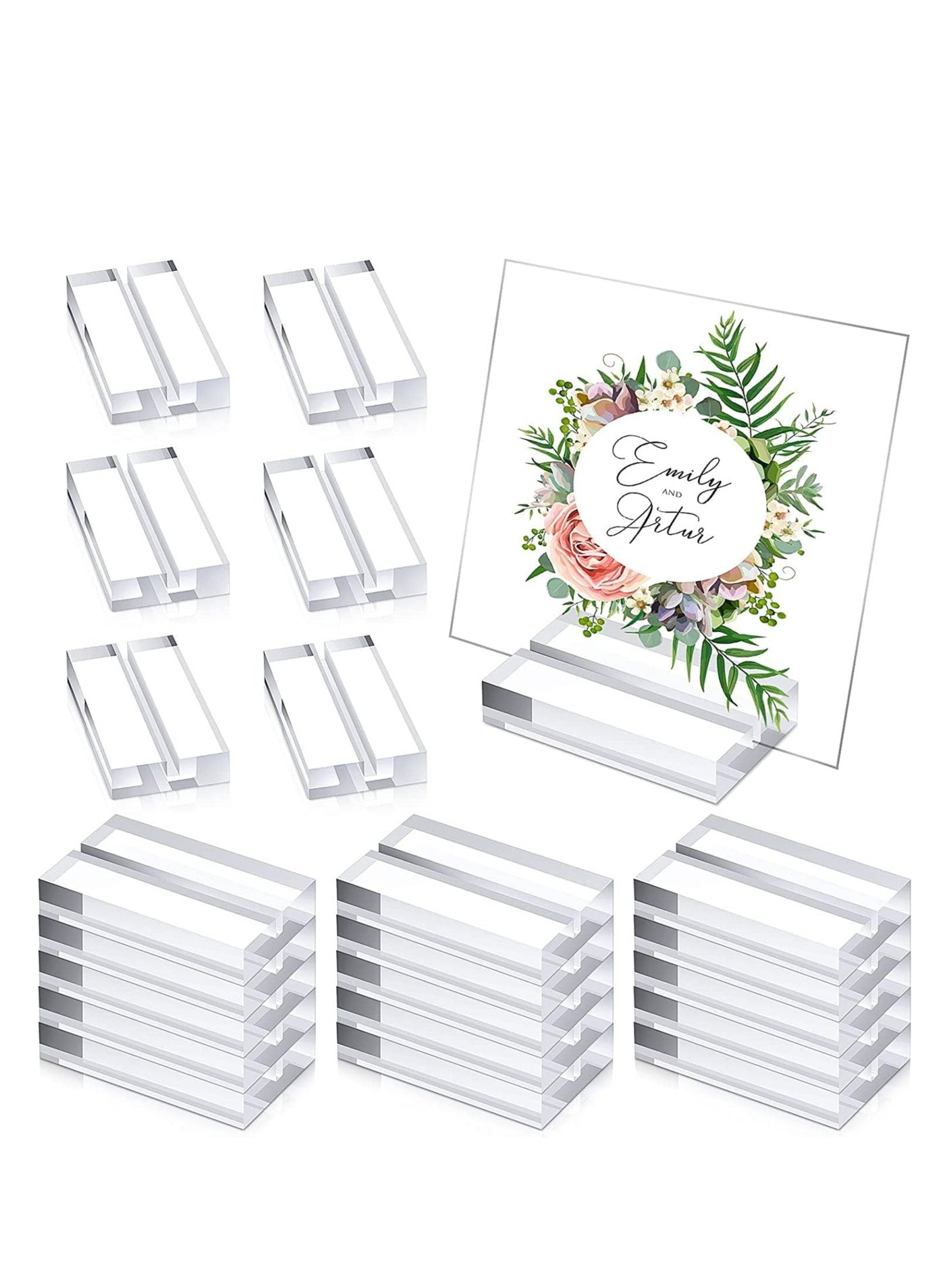 20 Pieces Acrylic Stands Clear Place Card Holders with Card Slot Table Numbers Display Stands Wedding Sign Holders Acrylic Card Display Stand for Wedding Table Numbers Photos Office Menu Meeting