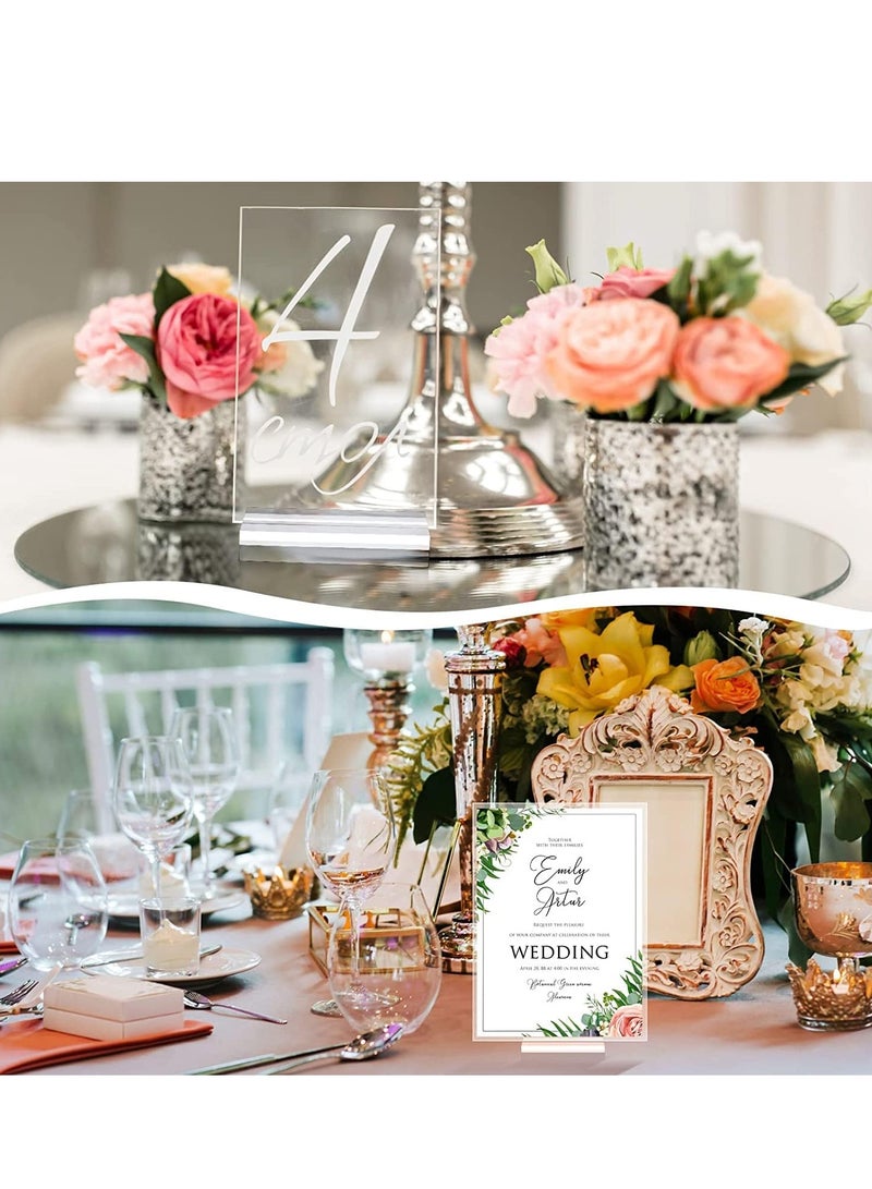 FengSVMA 20 Pieces Acrylic Stands Clear Place Card Holders with Card Slot Table Numbers Display Stands Wedding Sign Holders Acrylic Card Display Stand for Wedding Table Numbers Photos Office Menu Meeting  - Image 3
