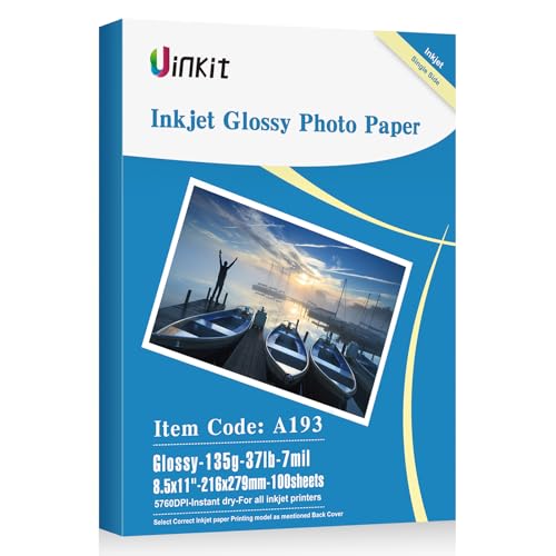 Uinkit 37lb Thin Flyer Paper Glossy 8.5x11 Inkjet 100 Sheets Single Side DIY Chip Bag 135gsm Printer Picture for Inkjet Printer with Dye Ink Letter size A4 Brochure (8.5X11X100) - Image 3