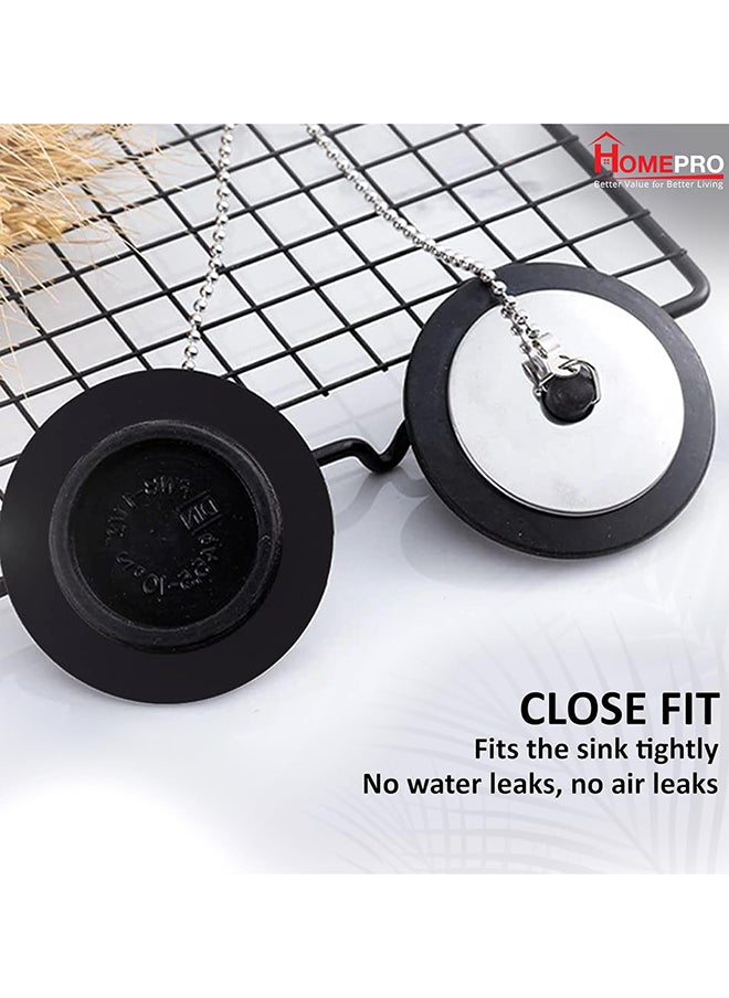 Home Pro - Bathtub Stopper With Chain Solid Metal Drain Plug Kitchen Accessories Standard Size Wash Basin Plug Metal Bath Plug Stopper for Shower Ceramic Sink Bathroom - Image 1