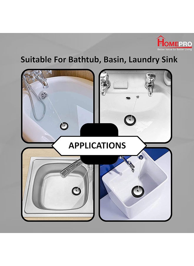 Home Pro - Bathtub Stopper With Chain Solid Metal Drain Plug Kitchen Accessories Standard Size Wash Basin Plug Metal Bath Plug Stopper for Shower Ceramic Sink Bathroom - Image 1