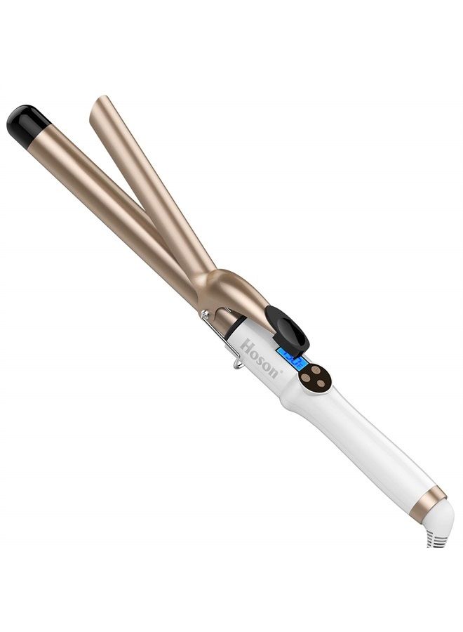 Hoson 1 Inch Curling Iron Professional Ceramic Tourmaline Coating Barrel Hair Curler, LCD Display with 9 Heat Setting(225°F to 450°F for All Hair Types, Glove Include) - Image 1
