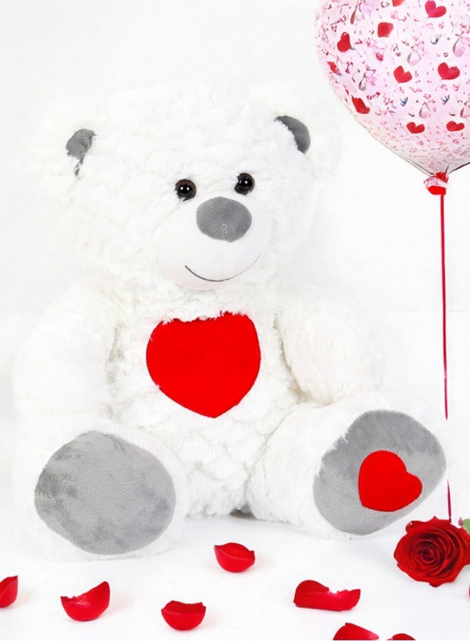 Cuddles Plush White Teddy Bear Stuffed Animal Toy 35cm - Image 1