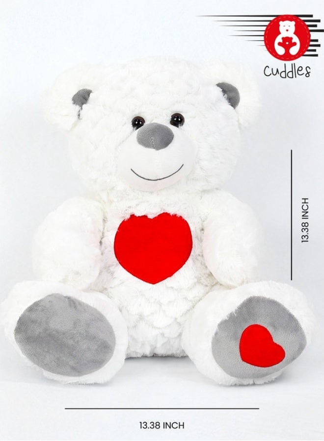Cuddles Plush White Teddy Bear Stuffed Animal Toy 35cm - Image 2