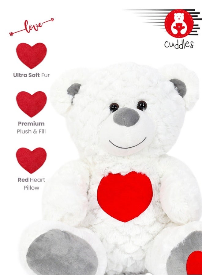 Cuddles Plush White Teddy Bear Stuffed Animal Toy 35cm - Image 4