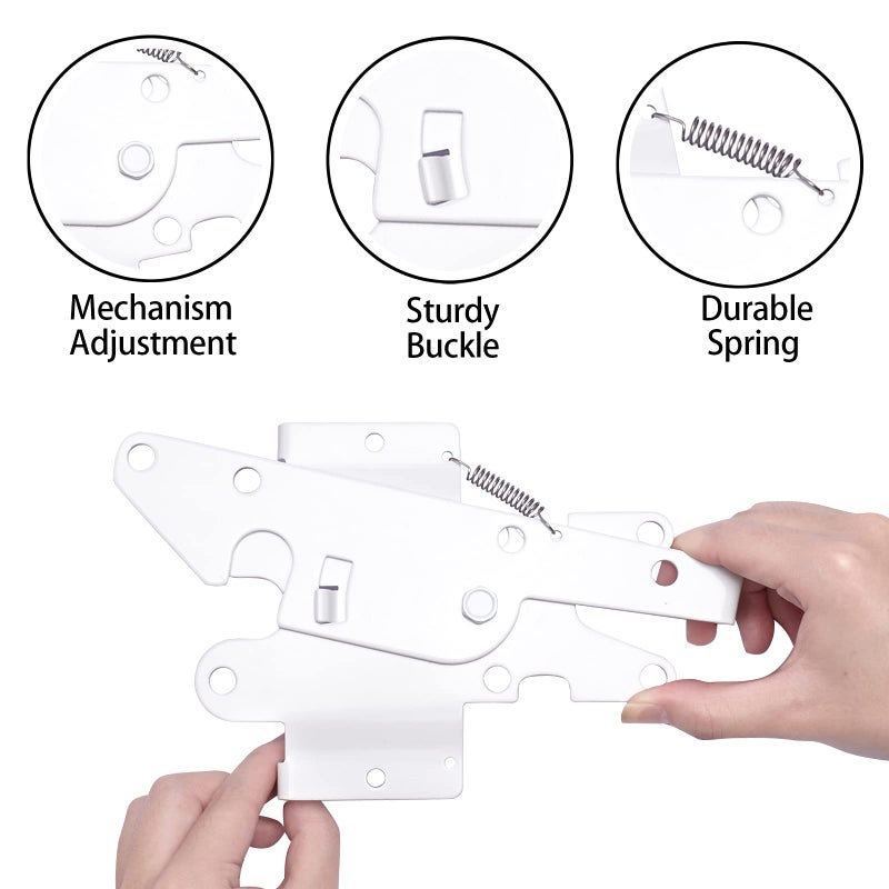 Bordersmover Heavy Duty Gate Latch, Post Mount Automatic Self-Closing Door Latch,for Wooden/Vinyl Fence, Pool,Garden Outdoor, W/Mounting Screws (White) - Image 2