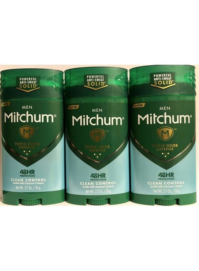 MITCHUM Advanced Control Invisible Solid Clean Control For Men, 2.7 Oz (Pack of 3) - Image 1