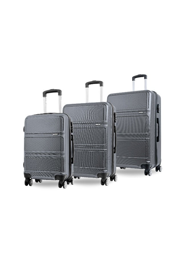 Reflection ABS Luggage Set of 3, Lightweight & 360° Silent Wheels Suitcase, ABS Hard Luggage Trolley, Travel Luggage with Spinner Wheels  (3pc Set, D.Grey) - Image 1