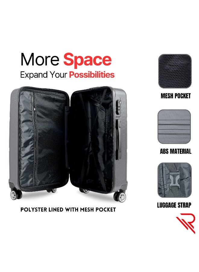 Reflection ABS Luggage Set of 3, Lightweight & 360° Silent Wheels Suitcase, ABS Hard Luggage Trolley, Travel Luggage with Spinner Wheels  (3pc Set, D.Grey) - Image 3