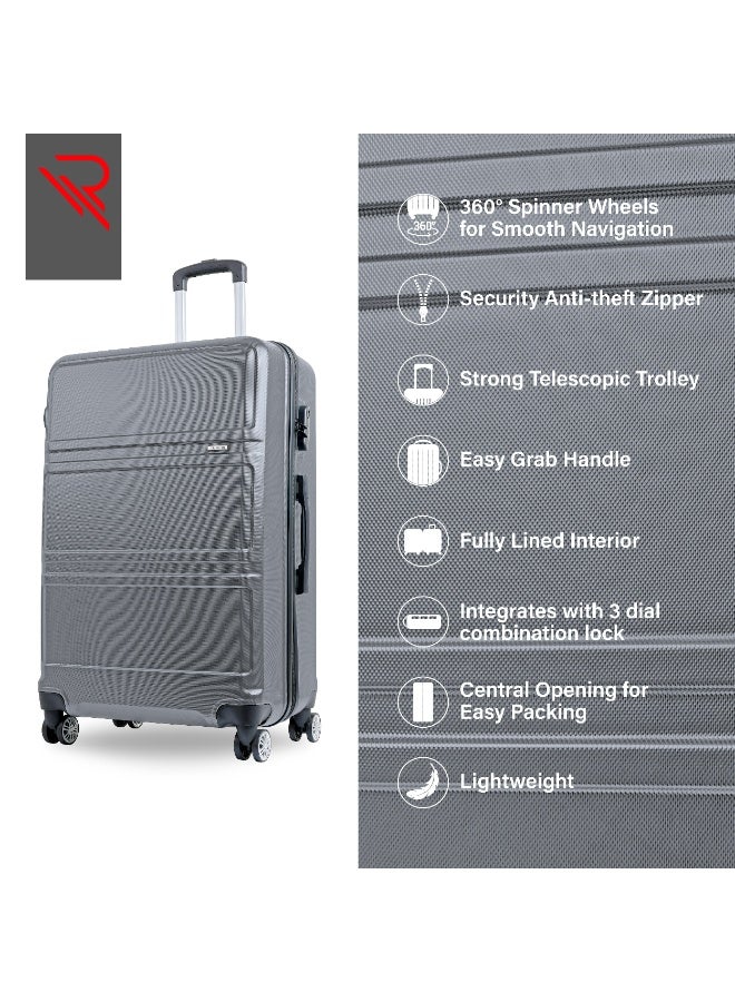 Reflection ABS Luggage Set of 3, Lightweight & 360° Silent Wheels Suitcase, ABS Hard Luggage Trolley, Travel Luggage with Spinner Wheels  (3pc Set, D.Grey) - Image 4