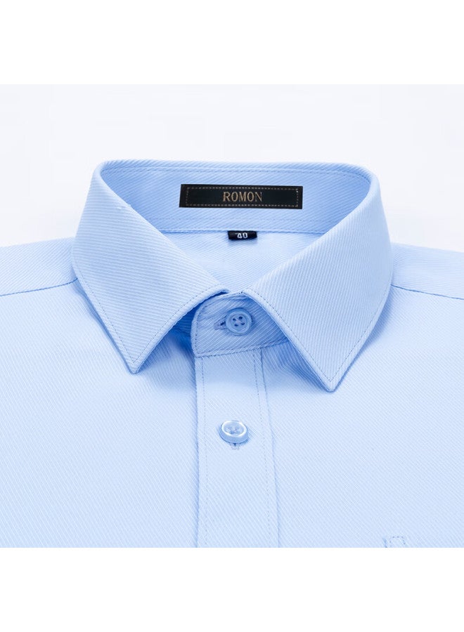 ROMON Romon Long-sleeve Shirt For Men, Spring And Autumn, Easy-care, Business Casual Formal Wear, Middle-aged And Young Work Uniform Shirt, C201 Blue, Size 42  - Image 5