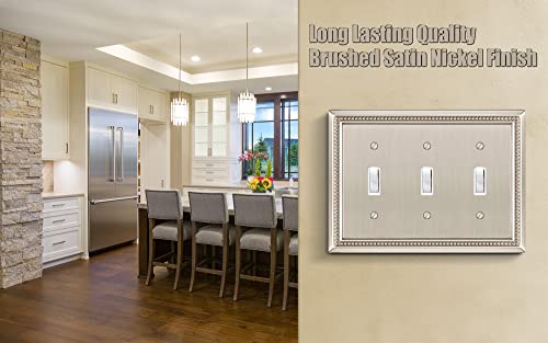 Henne Bery Sunken Pearls Heavy Duty Decorative Wall Plate Switch Plate Outlet Cover (Triple Toggle, Satin Nickel) - Image 5