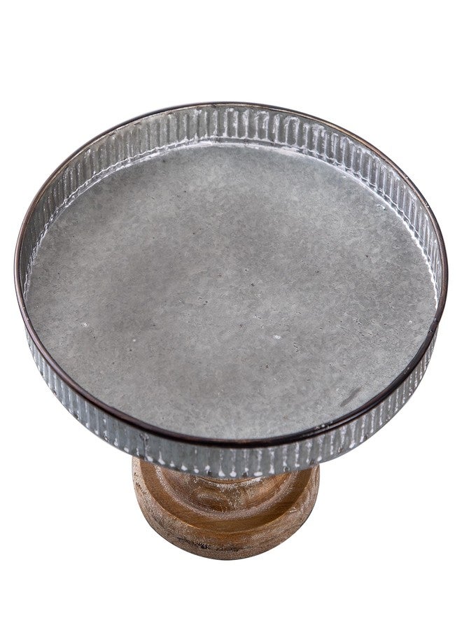 SOFE Rustic Galvanized Metal Cake Stand, Cupcake Stand Rustic Round Dessert, Appetizer Display Riser Stand with Wood Base Table Centerpiece for Wedding, Birthday, Party, Dining Room Kitchen Supplies - Image 5