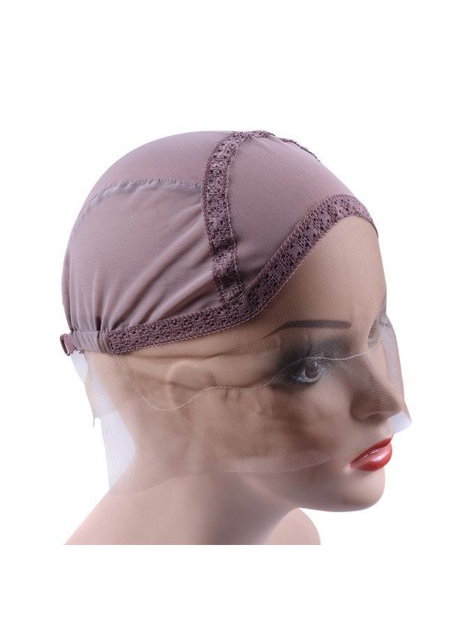 yantaisiyu Lace Front Wig Cap for Making Wigs with Adjustable Strap Glueless Weaving Cap Wig Caps Swiss Lace Hairnet (Brown M 22inch)  - Image 5