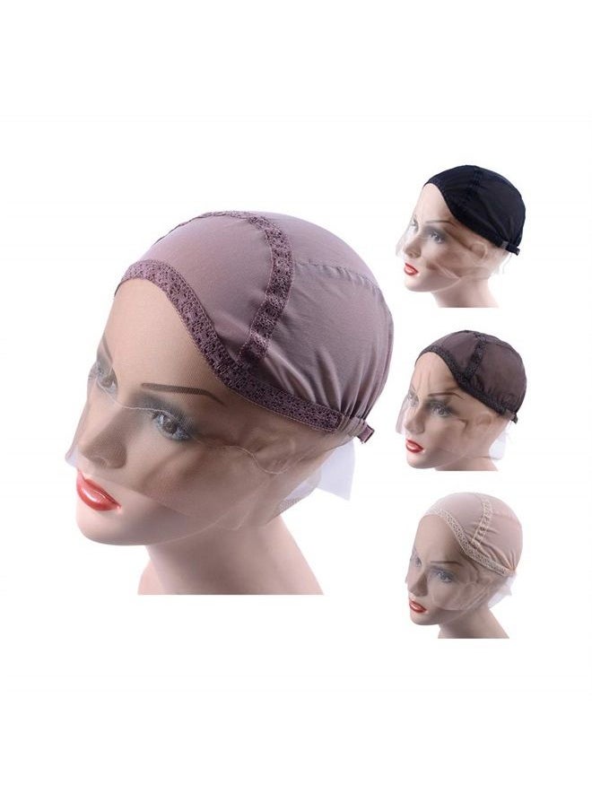 yantaisiyu Lace Front Wig Cap for Making Wigs with Adjustable Strap Glueless Weaving Cap Wig Caps Swiss Lace Hairnet (Brown M 22inch)  - Image 1