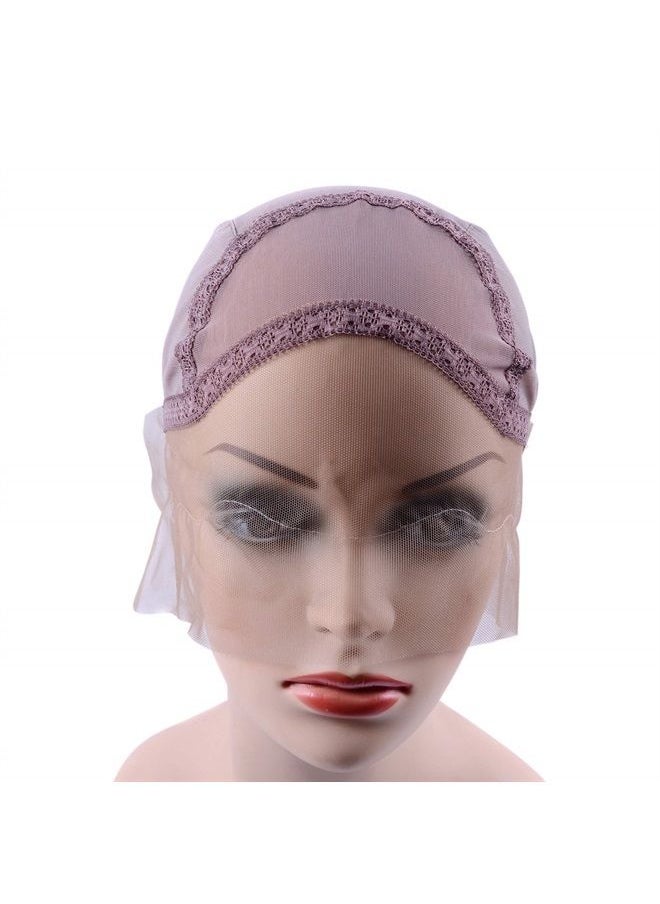 yantaisiyu Lace Front Wig Cap for Making Wigs with Adjustable Strap Glueless Weaving Cap Wig Caps Swiss Lace Hairnet (Brown M 22inch)  - Image 4
