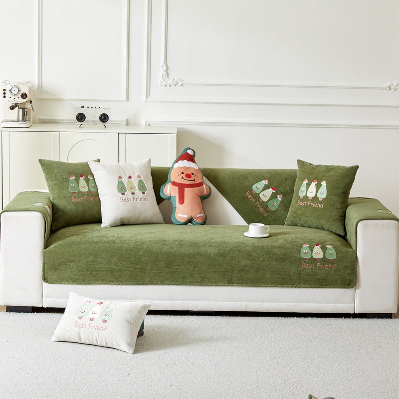 Christmas Tree Corduroy Sofa Cushion All Seasons Universal Cushion Anti-Cat Scratch Sofa Cover Cover Cloth Towel - Image 3