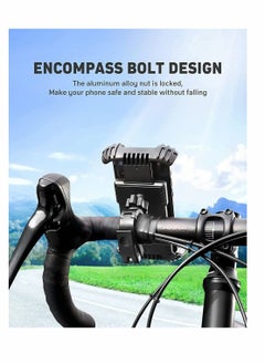 SYOSI Bike Phone Holder, Motorcycle Phone Mount, Mountain Bike Accessories for Adult Bikes, Scooter Baskets Handlebar Kit Cell Phone Clip for 4.7 to 6.8 Inch Smartphone, Black  - Image 3