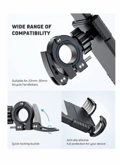 SYOSI Bike Phone Holder, Motorcycle Phone Mount, Mountain Bike Accessories for Adult Bikes, Scooter Baskets Handlebar Kit Cell Phone Clip for 4.7 to 6.8 Inch Smartphone, Black  - Image 5