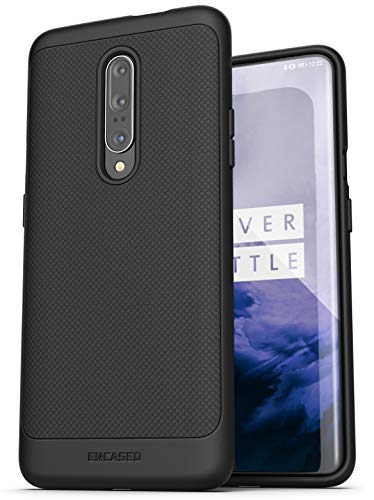 ENCASED OnePlus 7 Pro Case Thin Armor Slim Fit Flexible Grip Phone Cover Black - Image 1