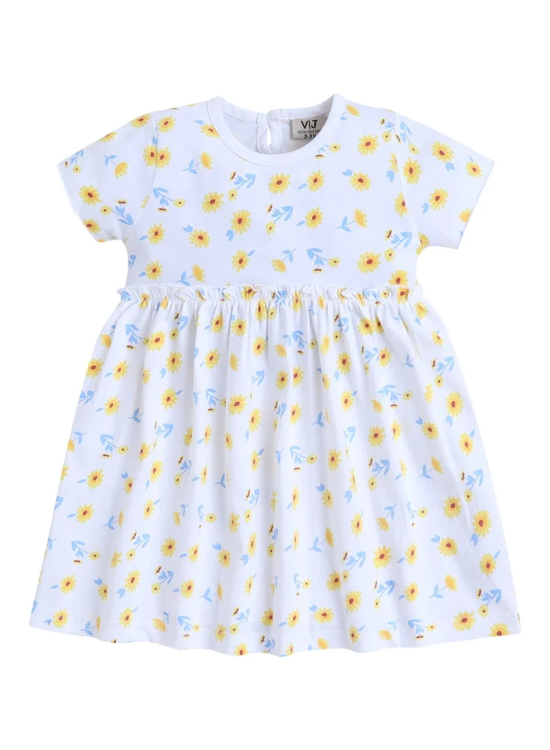 Victor And Jane Pack Of 2 Girls Daisy Print Cotton Dress – Short Sleeve Summer Daywear for Women | Best Price UAE