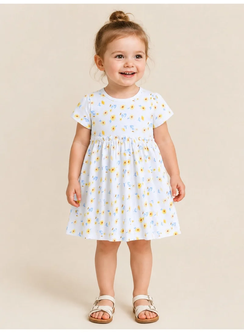 Victor And Jane Pack Of 2 Girls Daisy Print Cotton Dress – Short Sleeve Summer Daywear for Women | Best Price UAE